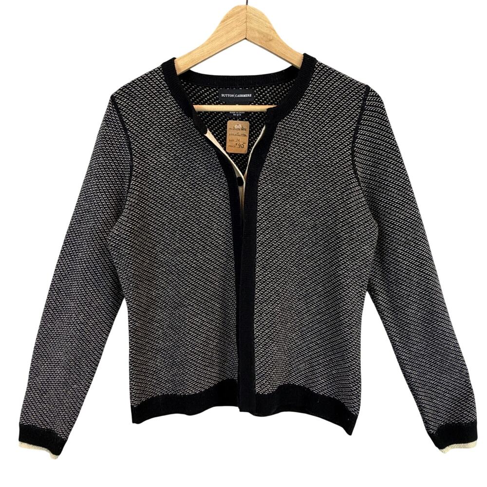 Sutton Cashmere Blend Double Placket Cardigan Sweater Size M
